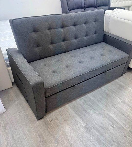 Sleeper Sofa Pull Out Couch fabric dark grey