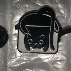 Black Cat in A Pot Enamel Pin