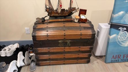 Moving sale antique trunk and decorative nautical