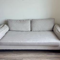 Crate & Barrel Deep Seat Sofa – Light Grey, 91.5” Modern Couch
