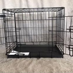 New 24" Dog Crate 2 Door Cat Cage With Black Bottom Tray Foldable Puppy Kennel Add A Bed $15 Crate  All New  Jaula De Mascota 