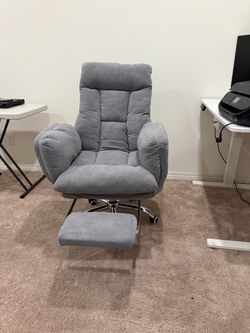 Gray Fabric Recliner Office Chair with Ottoman
