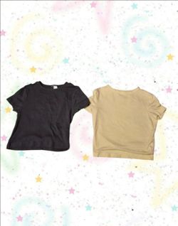 2-Pack Crop T-Shirts dark grey and baby yellow