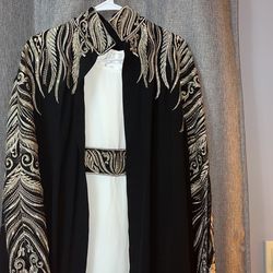 2 Piece Kaftan Dress Set With Gold Embroidered