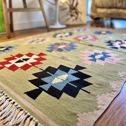 🚛FREE Delivery Colorful 🏳️‍🌈 Kilim Area Rug 👍 4 x 6