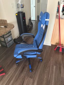 Blue and Black Gaming Chair with Headrest