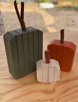 Handmade wooden decorative pumpkins