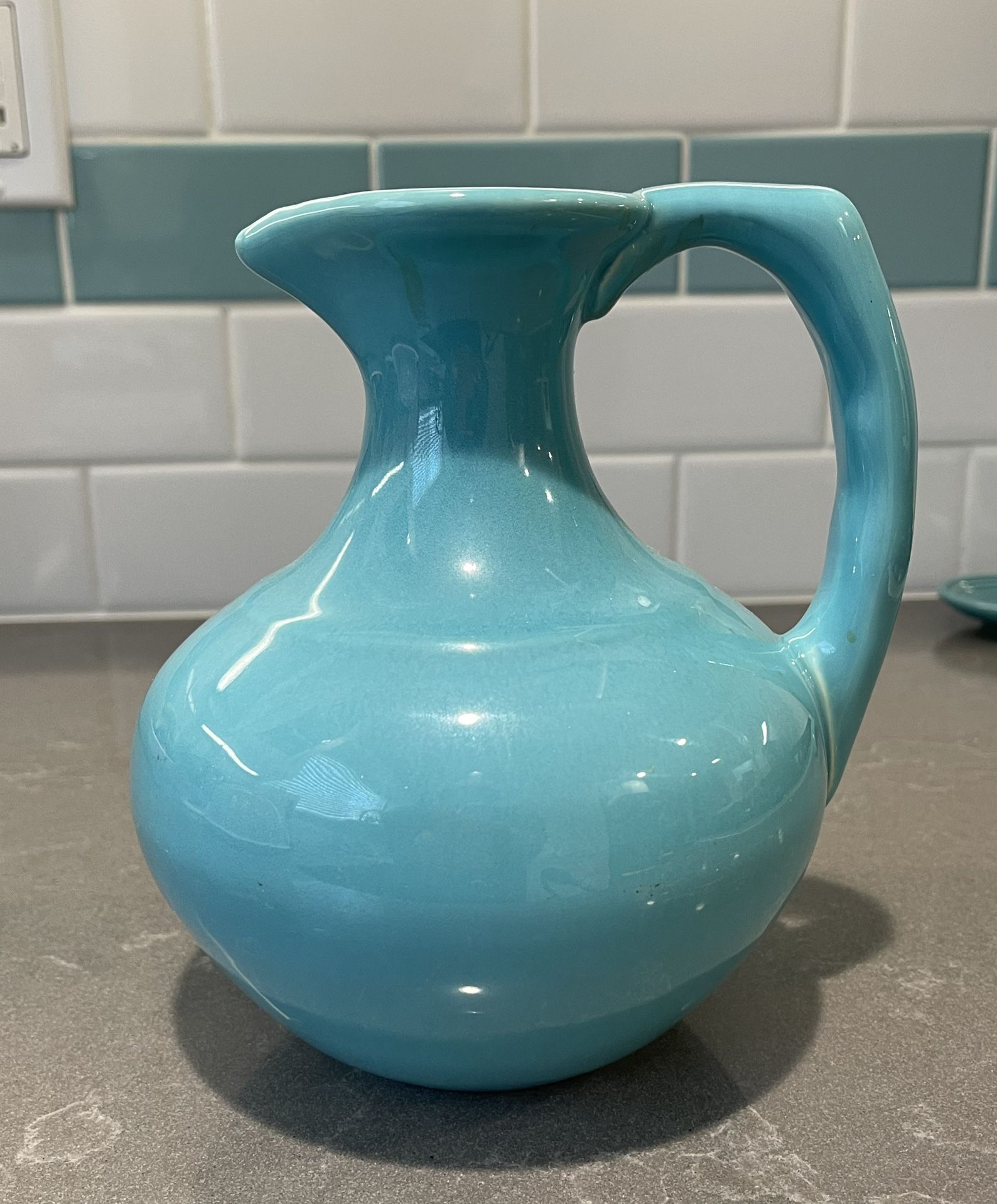 Vintage MCM Gladding McBean Pottery Carafe Pitcher Turquoise USA