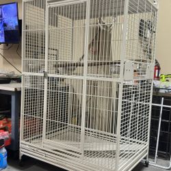 XX-Large 40” x 30” x 73”H Play Perch Stand Top Parrot Bird Metal Cage With Rolling Wheels 