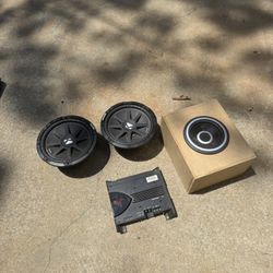 Car Subwoofers 2-12” kicker comp  1-8” eclipse  Kicker p3001 amp