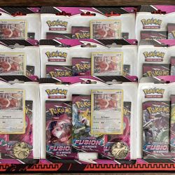 9x Pokémon Fusion Strike 3 Pack Blister Eevee Promo Brand New Sealed