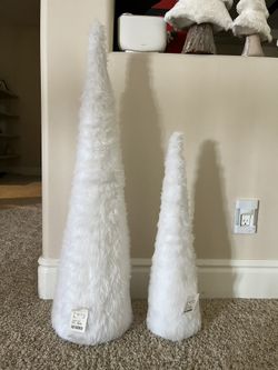 Christmas Trees - Set of White, Fluffy Cones X 2