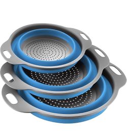 Collapsible Colander Set of 3 blue