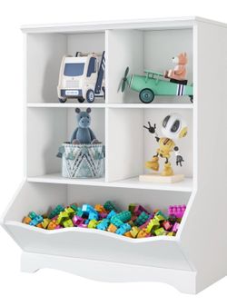 Bookshelves, Storage Cabinet, Toy Shelf Display Organizers, White