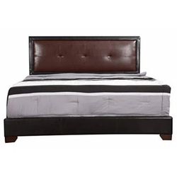 King Platform Bed Frame - Black Wood & Brown Leather *READ AD*