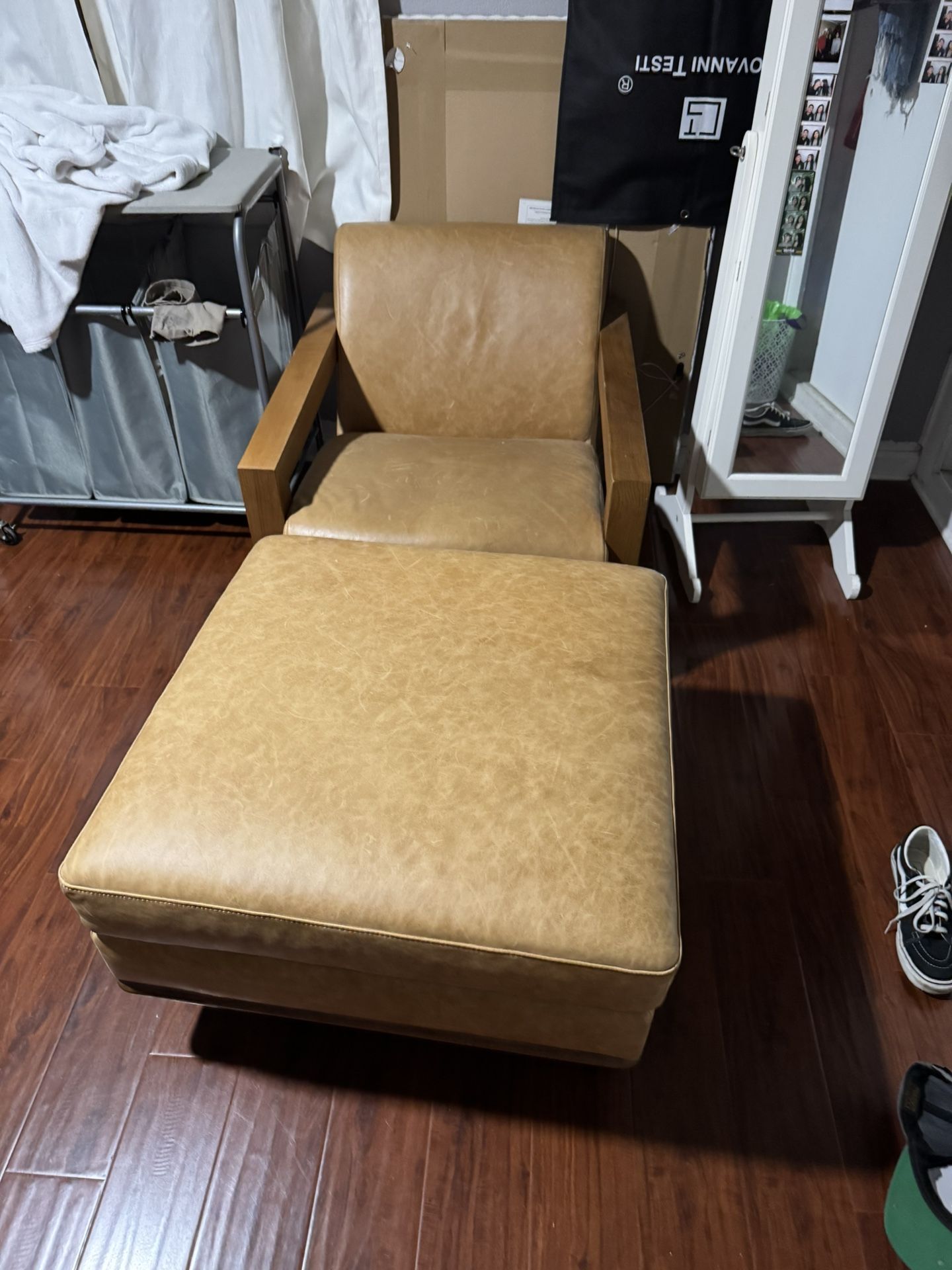Leather Chair And Foot Rest