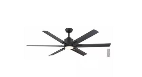 Kensgrove II 60" CCT LED Indoor/Outdoor Black Smart Ceiling Fan with Remote Powered by Hubspace
