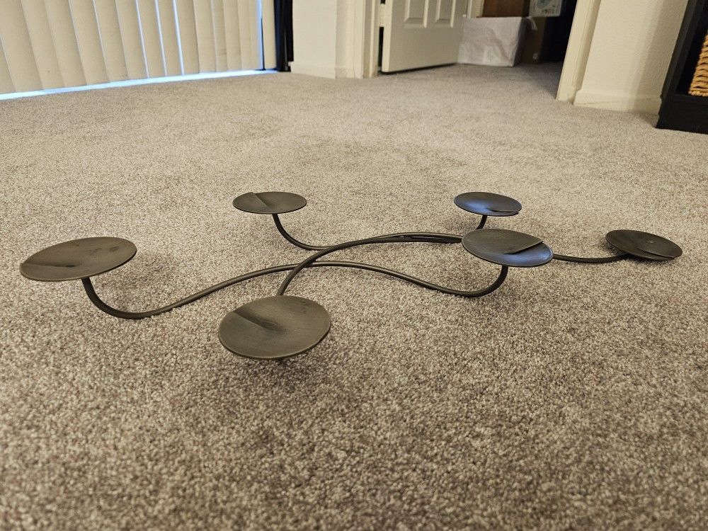 Crate And Barrel Metal 6 Candle Holder Table Top Pillar Decoration