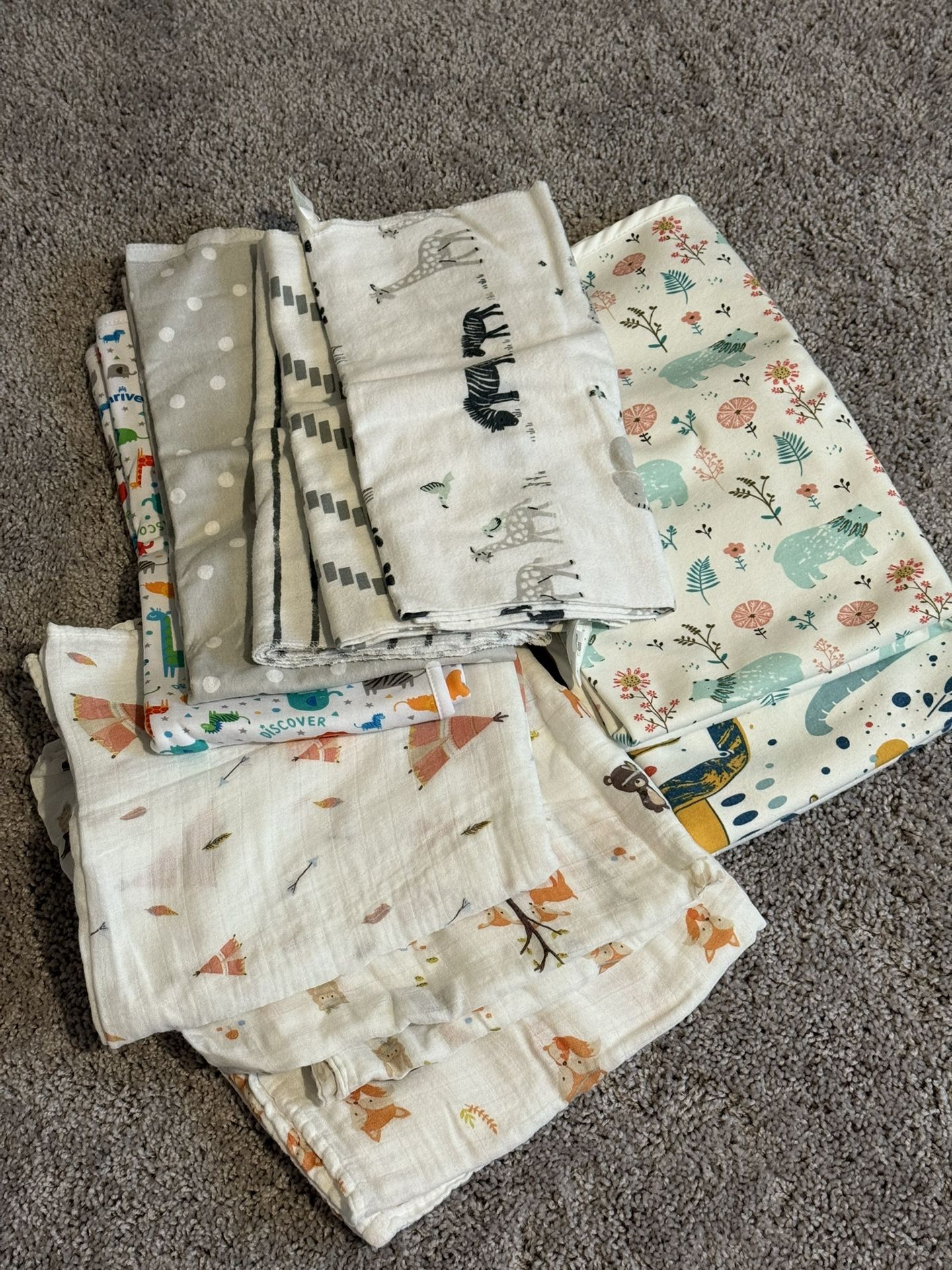 Mattress Pad, burp cloth, swaddle blanket