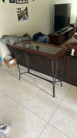 Sofa Table Wood glass and metal