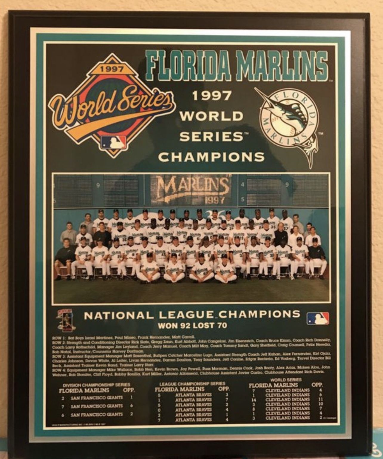 Florida Marlins 1997 Champions Plaque 