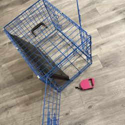 dog cage and new leash