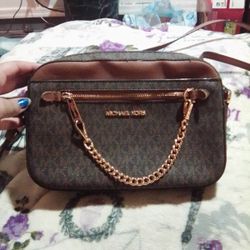 Brown and Light Brown Michael Kors Purse Crossbody Body