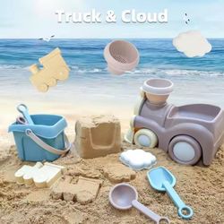 Kids Sand Toy Set with Bucket, Shovel, Rake, Molds, and Dump Truck for Yard, Playground,  or Beach 
