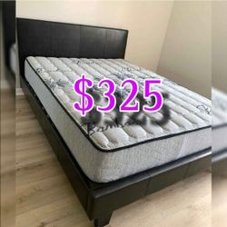 NEW QUEEN BED FRAME AND MATTRESS