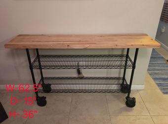 Console table cart  w wheels
