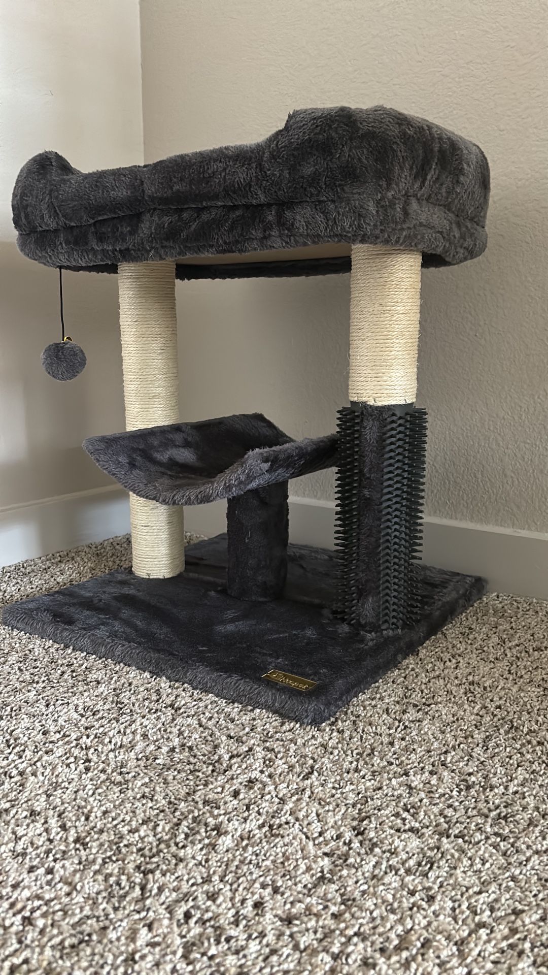 Hoopet cat Tree Tower,cat Scratching Post for Indoor Cats,Featuring with Super Cozy Perch,Cat Self Groomer and Interactive Dangling Ball Great for Kit