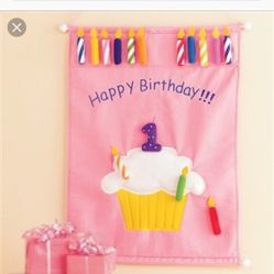 Velcro Happy birthday Cupcake banner wih 16 Velcro Candles