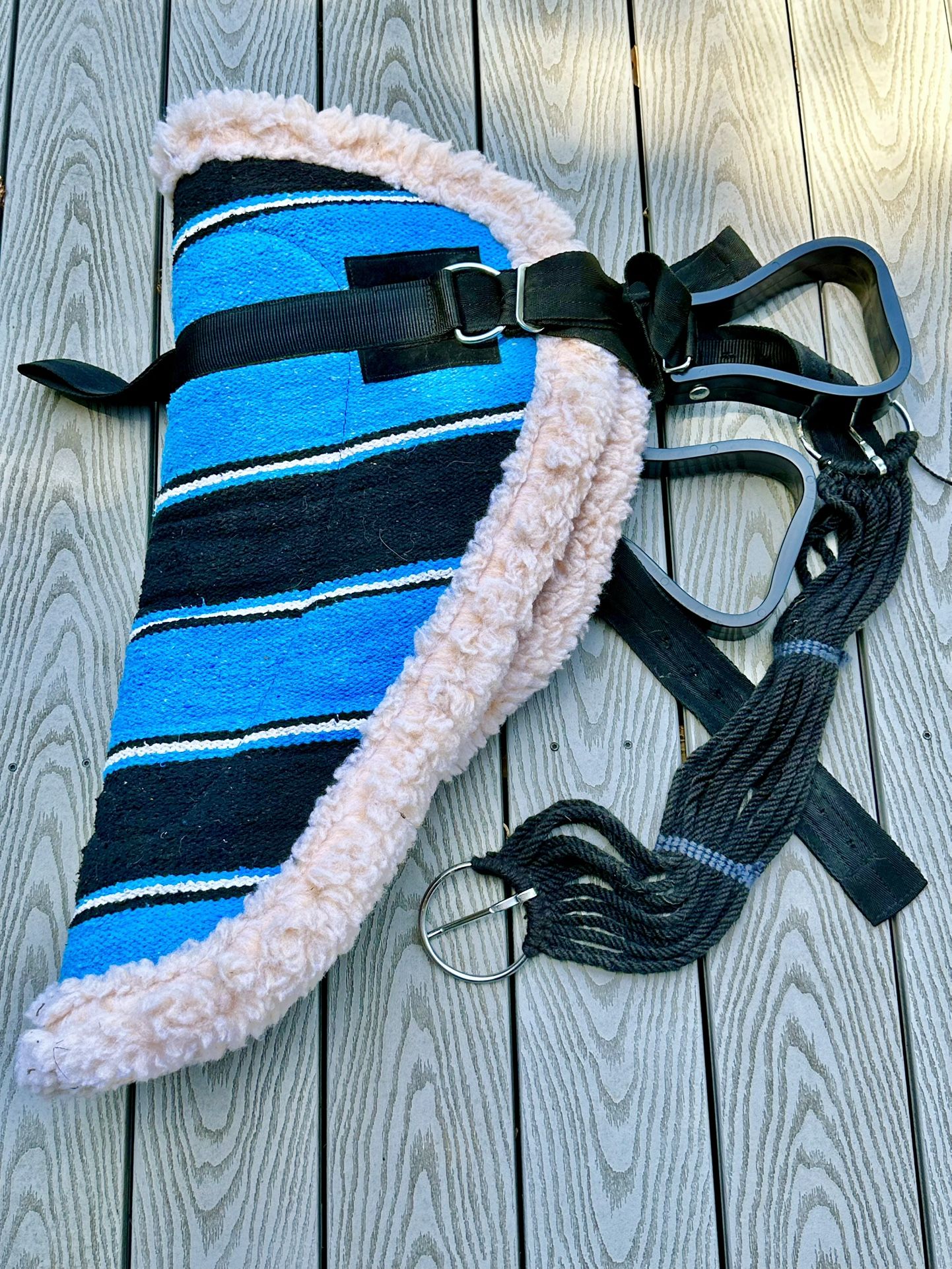CHALLENGER Horse Western Treeless Fleece Padded Bareback Cotton Navajo Pad Stirrups