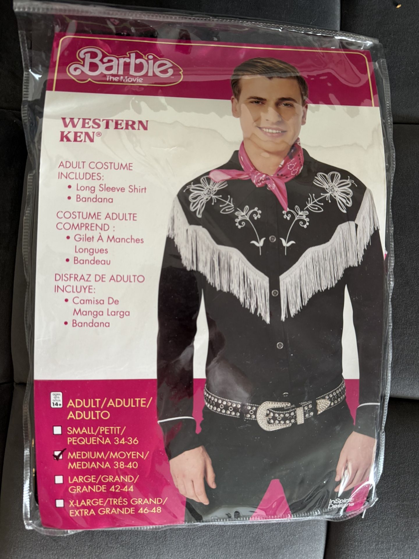Barbie  the movie Ken doll WESTERN KEN ADULT COSTUME SIZE M 38 -40 Halloween