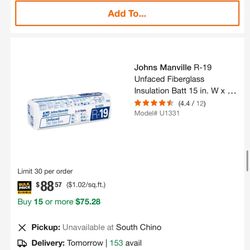 $65 EACH BAG (NEW) - UNFACED WALL INSULATION;  R-13, R-15, R-19