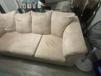 Beige Microfiber 3-Seat Sofa