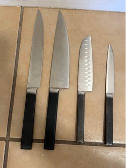 4-Piece Stainless Steel Knife Set with Wood Block