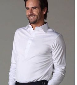 Collars & Co Long Sleeve Semi-Spread Collar Polo, white XXL