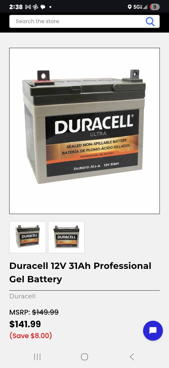Solar BATTERIES Duracell Ultra Gel (2 For$ 100.00)