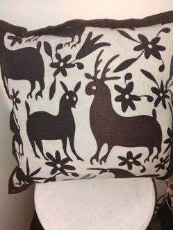 Vintage Otomi Mexican art Pillow