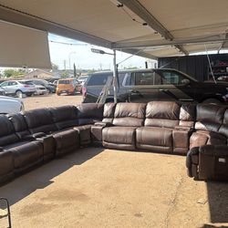 Leather Theater sectional