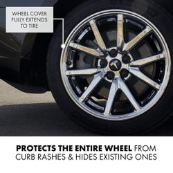 18-Inch Hub Caps fits 2017-2023 Tesla Model 3, Replacement Wheel Covers (Set of 4) (Chrome)