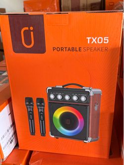 Brand New JYX TX05 Portable Karaoke Speaker with 2 Wireless Mics & LED Lights