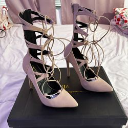 Pink suede women’s high heels🎀