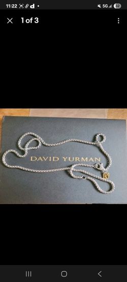 David Yurman Box Chain Necklace Unisex 22-20" Adjustable Stainless Steel W/ TAG
