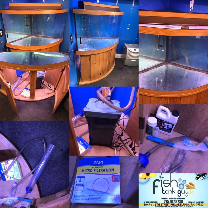 92 gallon corner Bowfront Aquarium fish tank complete set up $700