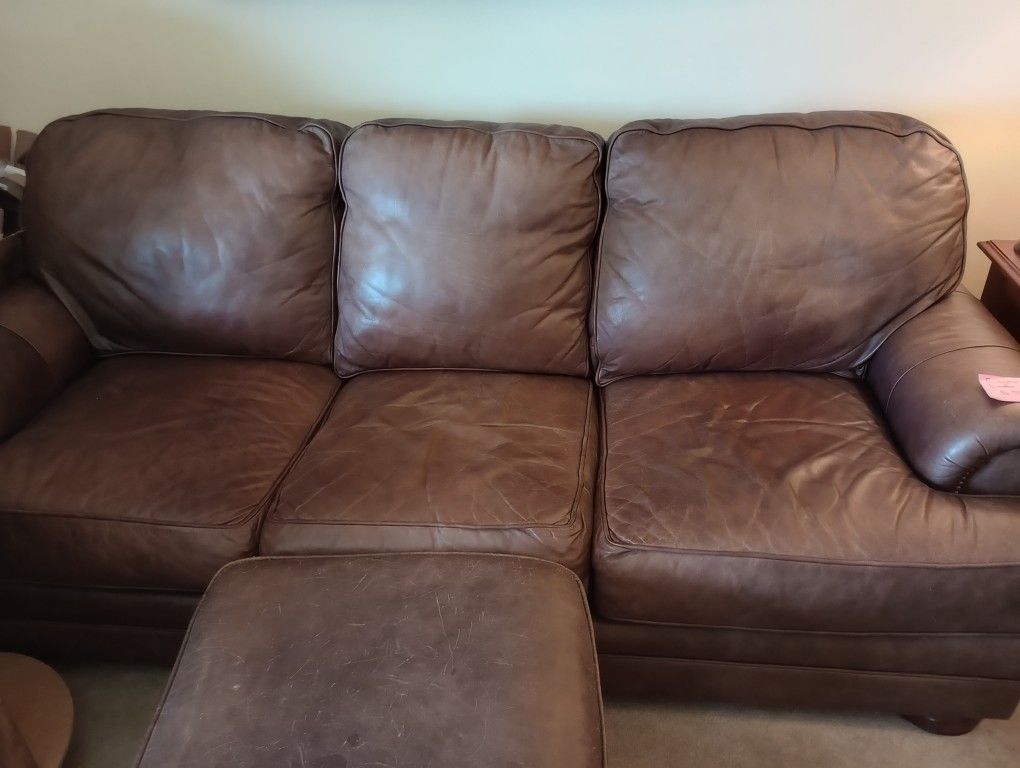 3 Pc Clayton Marcus (Real Leather) Living Room Set