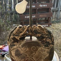 Antique Mokugyo Drum Custom Leviton Lamp