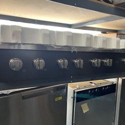 New Cafe Matte Black 48” Gas Range Top 6 Burners 