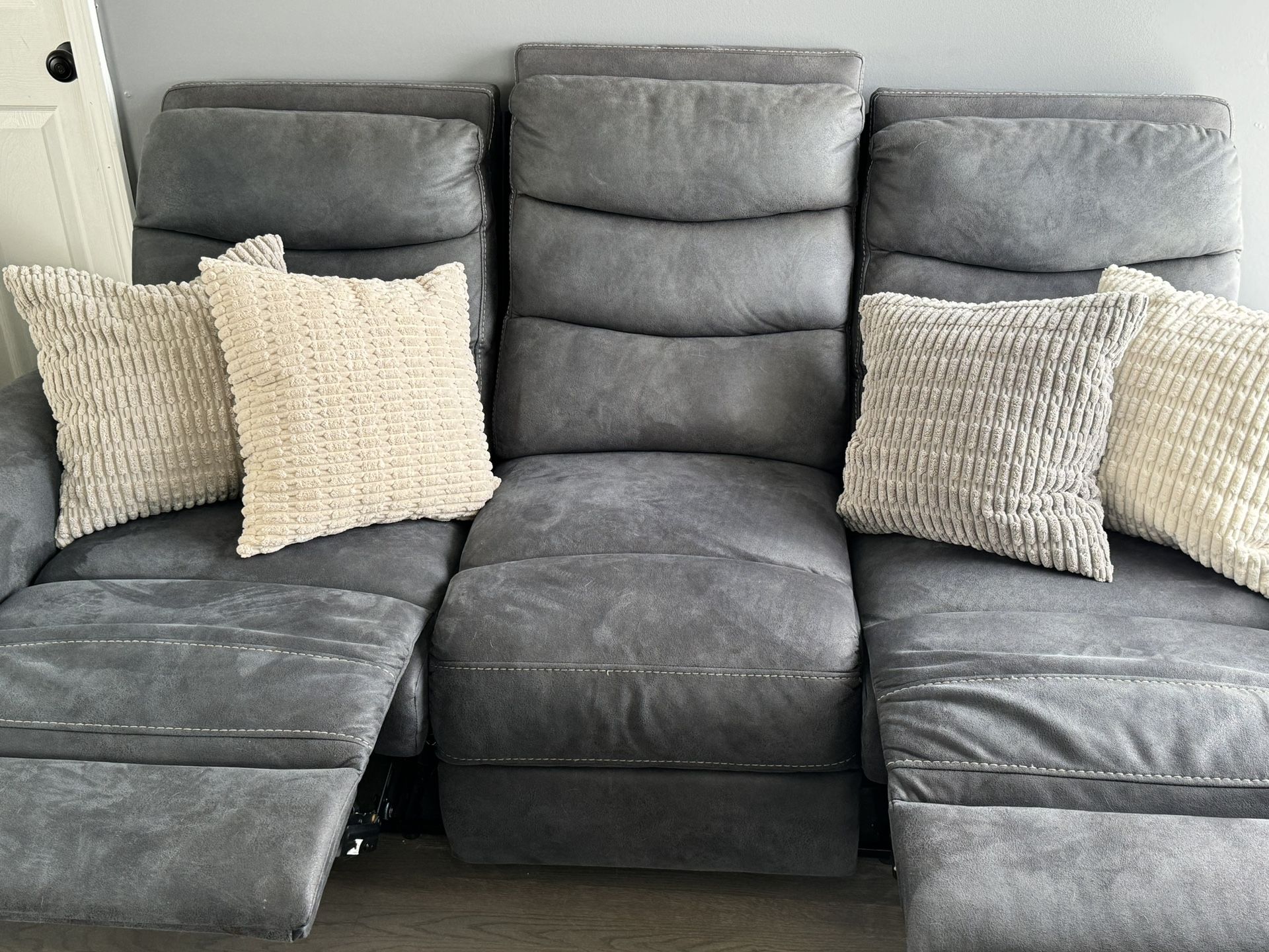 Blue/Gray Recliner sofa set  